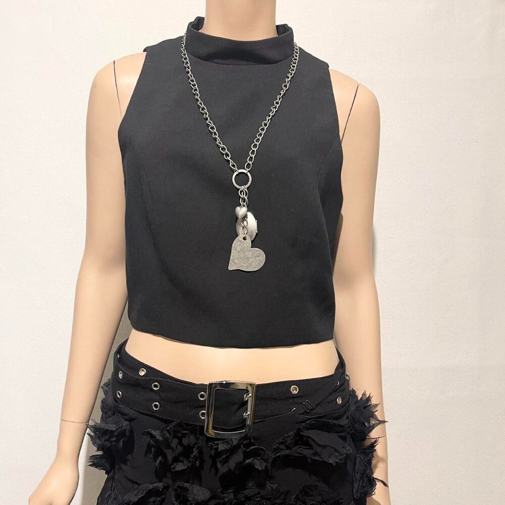 Black Halo Juma black Crop Top Blouse Size 10